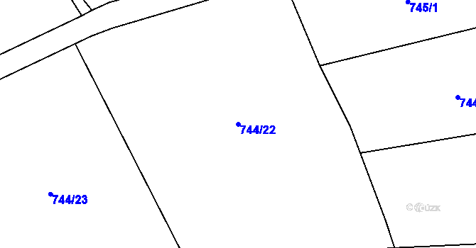 Parcela st. 744/22 v KÚ Hradečno, Katastrální mapa