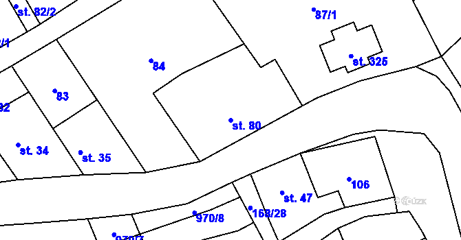 Parcela st. 80 v KÚ Hradečno, Katastrální mapa