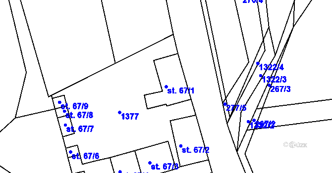 Parcela st. 67/1 v KÚ Hrádek u Sušice, Katastrální mapa