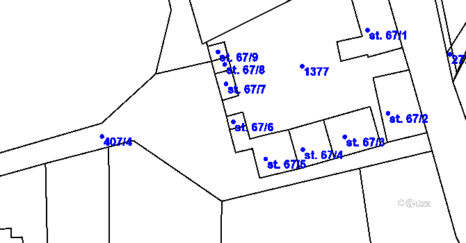 Parcela st. 67/6 v KÚ Hrádek u Sušice, Katastrální mapa