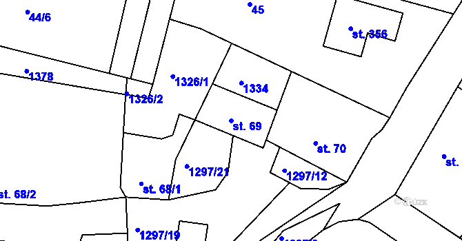 Parcela st. 69 v KÚ Hrádek u Sušice, Katastrální mapa