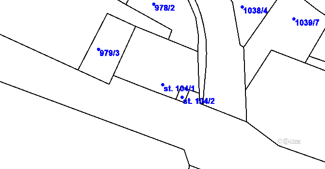 Parcela st. 104/1 v KÚ Hrádek u Sušice, Katastrální mapa
