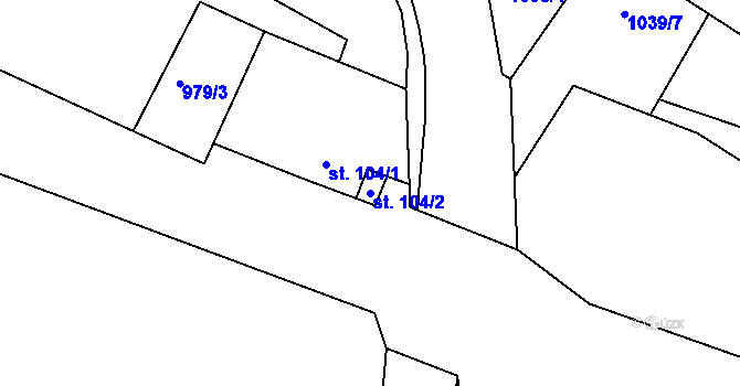 Parcela st. 104/2 v KÚ Hrádek u Sušice, Katastrální mapa