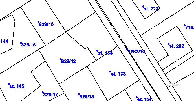 Parcela st. 134 v KÚ Hrádek u Sušice, Katastrální mapa