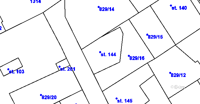 Parcela st. 144 v KÚ Hrádek u Sušice, Katastrální mapa