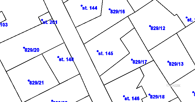 Parcela st. 145 v KÚ Hrádek u Sušice, Katastrální mapa