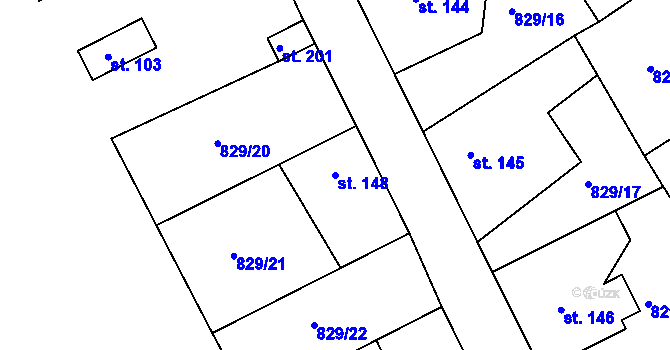 Parcela st. 148 v KÚ Hrádek u Sušice, Katastrální mapa