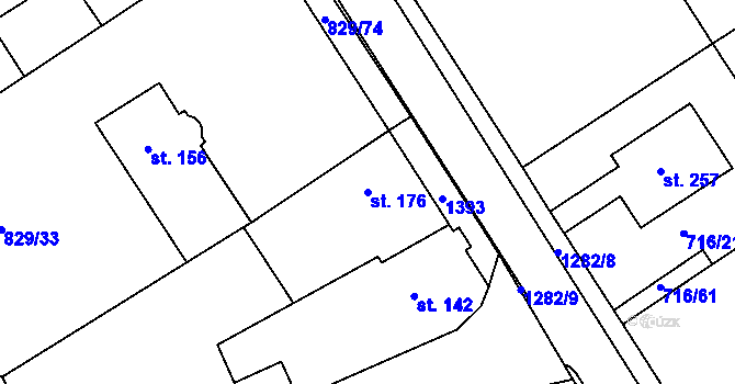 Parcela st. 176 v KÚ Hrádek u Sušice, Katastrální mapa