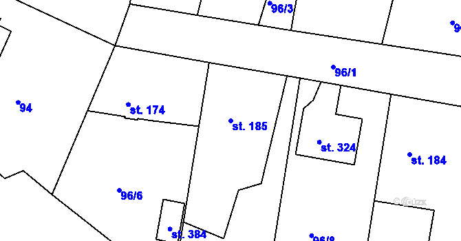 Parcela st. 185 v KÚ Hrádek u Sušice, Katastrální mapa