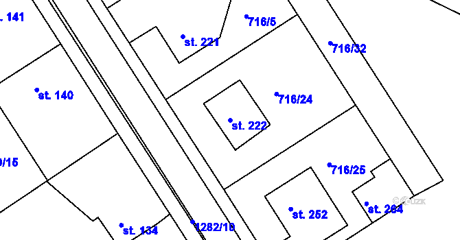 Parcela st. 222 v KÚ Hrádek u Sušice, Katastrální mapa