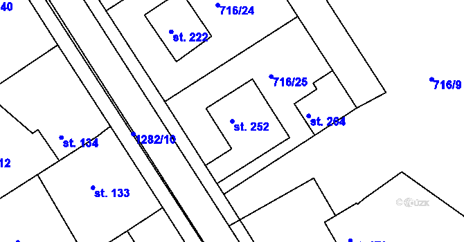 Parcela st. 252 v KÚ Hrádek u Sušice, Katastrální mapa