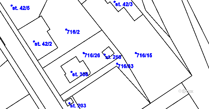 Parcela st. 256 v KÚ Hrádek u Sušice, Katastrální mapa