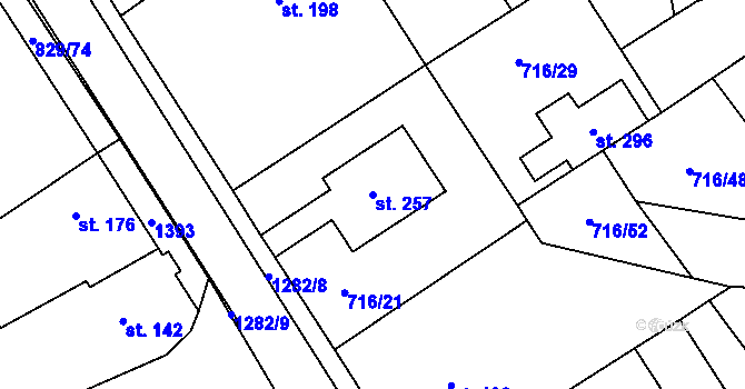 Parcela st. 257 v KÚ Hrádek u Sušice, Katastrální mapa