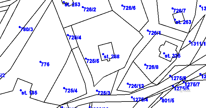 Parcela st. 268 v KÚ Hrádek u Sušice, Katastrální mapa
