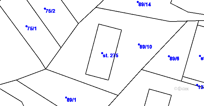 Parcela st. 275 v KÚ Hrádek u Sušice, Katastrální mapa