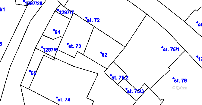 Parcela st. 62 v KÚ Hrádek u Sušice, Katastrální mapa