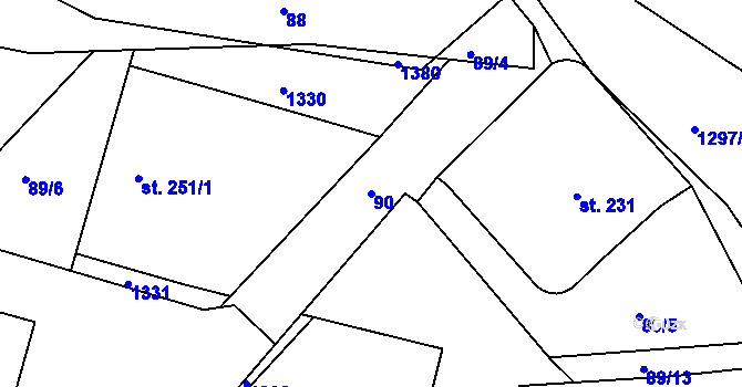 Parcela st. 90 v KÚ Hrádek u Sušice, Katastrální mapa