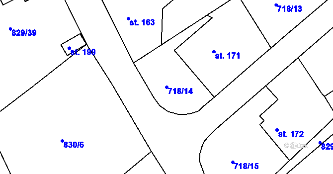 Parcela st. 718/14 v KÚ Hrádek u Sušice, Katastrální mapa