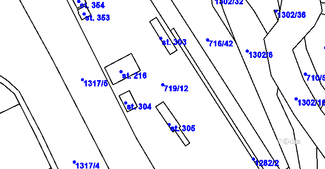 Parcela st. 719/12 v KÚ Hrádek u Sušice, Katastrální mapa