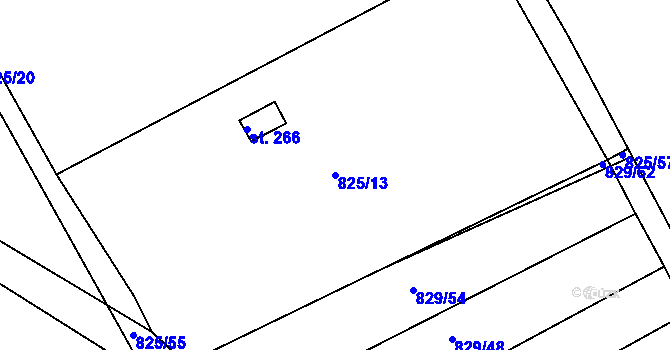 Parcela st. 825/13 v KÚ Hrádek u Sušice, Katastrální mapa