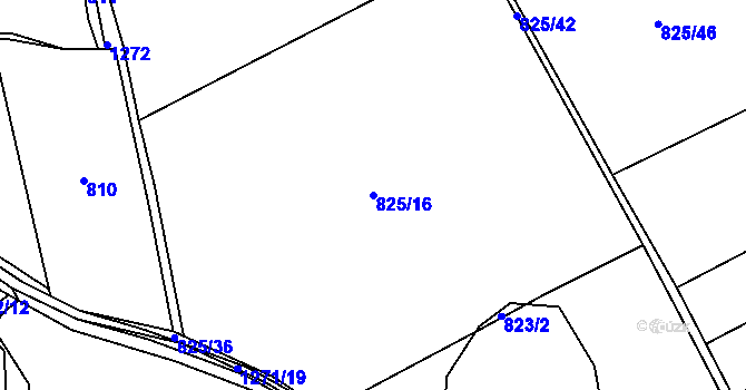 Parcela st. 825/16 v KÚ Hrádek u Sušice, Katastrální mapa