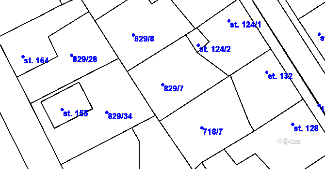 Parcela st. 829/7 v KÚ Hrádek u Sušice, Katastrální mapa