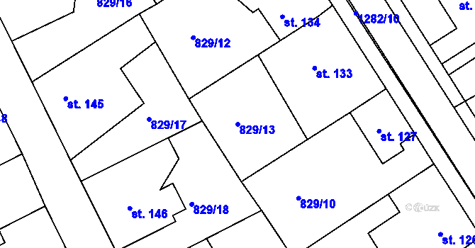 Parcela st. 829/13 v KÚ Hrádek u Sušice, Katastrální mapa
