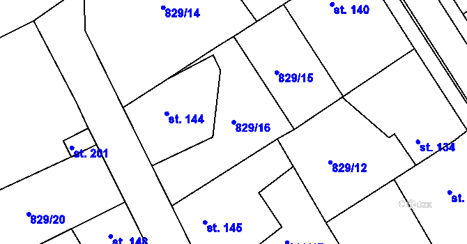 Parcela st. 829/16 v KÚ Hrádek u Sušice, Katastrální mapa