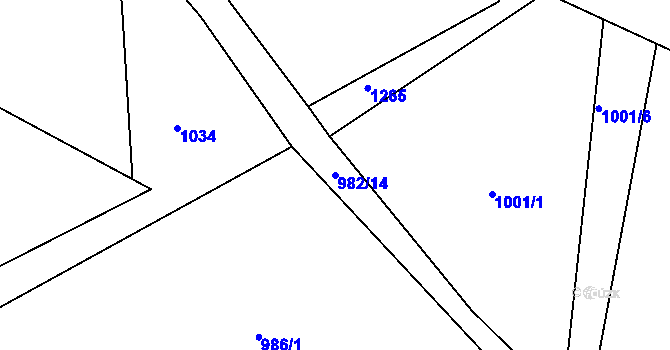 Parcela st. 982/14 v KÚ Hrádek u Sušice, Katastrální mapa