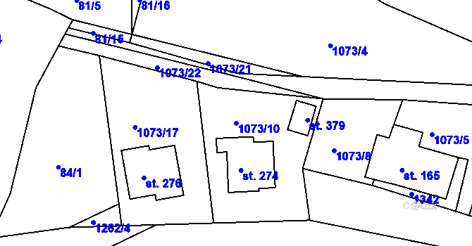 Parcela st. 1073/10 v KÚ Hrádek u Sušice, Katastrální mapa