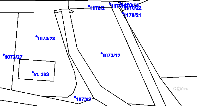 Parcela st. 1073/12 v KÚ Hrádek u Sušice, Katastrální mapa
