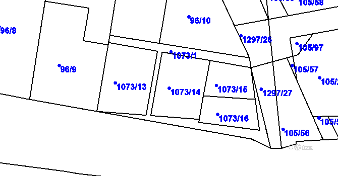Parcela st. 1073/14 v KÚ Hrádek u Sušice, Katastrální mapa
