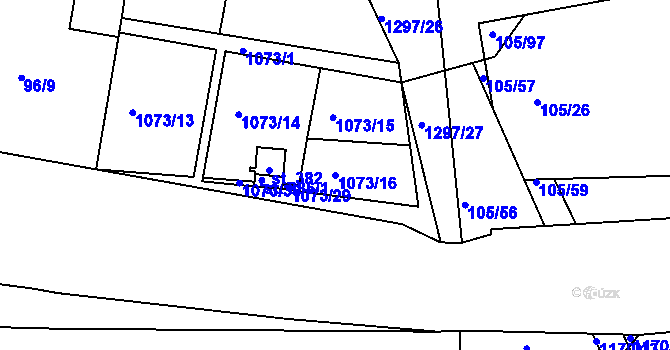 Parcela st. 1073/16 v KÚ Hrádek u Sušice, Katastrální mapa