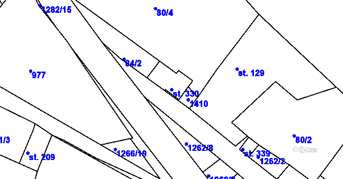 Parcela st. 330 v KÚ Hrádek u Sušice, Katastrální mapa