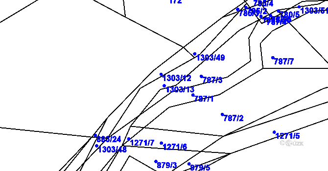 Parcela st. 1303/13 v KÚ Hrádek u Sušice, Katastrální mapa