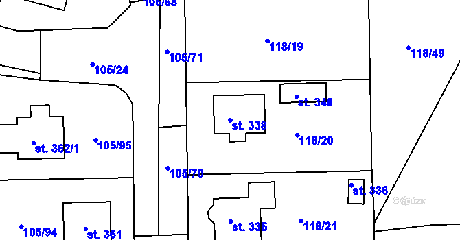 Parcela st. 338 v KÚ Hrádek u Sušice, Katastrální mapa