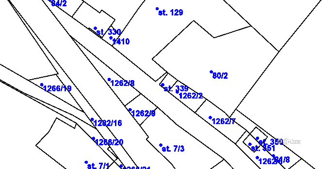Parcela st. 339 v KÚ Hrádek u Sušice, Katastrální mapa