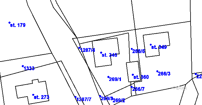 Parcela st. 345 v KÚ Hrádek u Sušice, Katastrální mapa