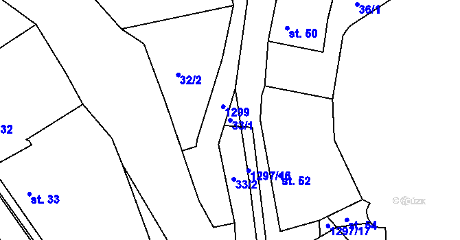 Parcela st. 33/1 v KÚ Hrádek u Sušice, Katastrální mapa