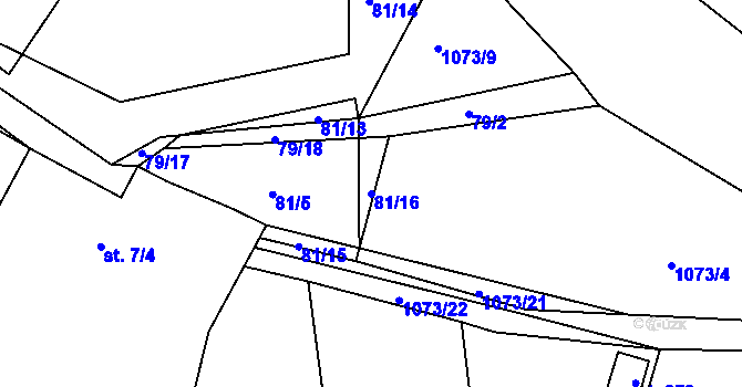 Parcela st. 81/16 v KÚ Hrádek u Sušice, Katastrální mapa