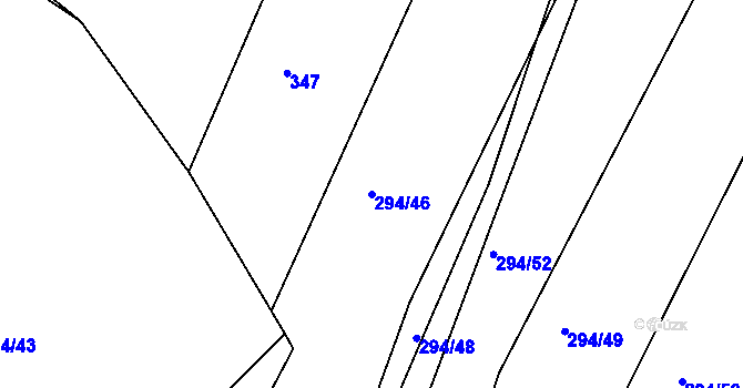 Parcela st. 294/46 v KÚ Hrádek u Sušice, Katastrální mapa