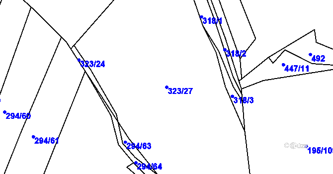 Parcela st. 323/27 v KÚ Hrádek u Sušice, Katastrální mapa