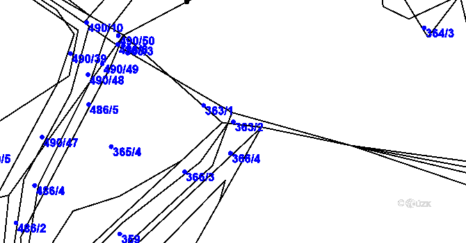 Parcela st. 363/2 v KÚ Hrádek u Sušice, Katastrální mapa
