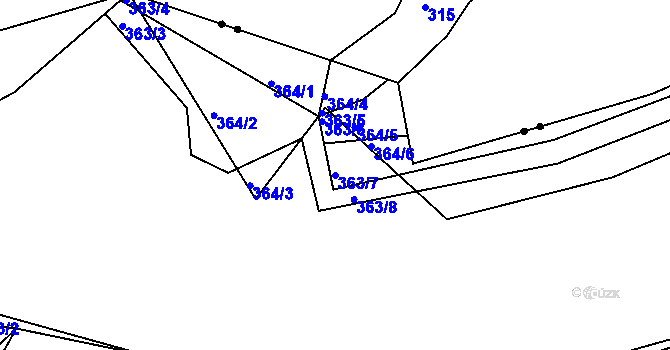 Parcela st. 363/7 v KÚ Hrádek u Sušice, Katastrální mapa