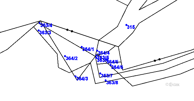 Parcela st. 364/4 v KÚ Hrádek u Sušice, Katastrální mapa