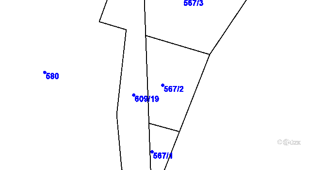 Parcela st. 567/2 v KÚ Hrádek u Sušice, Katastrální mapa