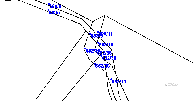 Parcela st. 652/36 v KÚ Hrádek u Sušice, Katastrální mapa