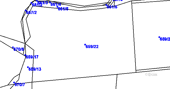 Parcela st. 659/22 v KÚ Hrádek u Sušice, Katastrální mapa