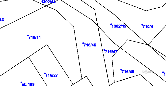 Parcela st. 716/46 v KÚ Hrádek u Sušice, Katastrální mapa