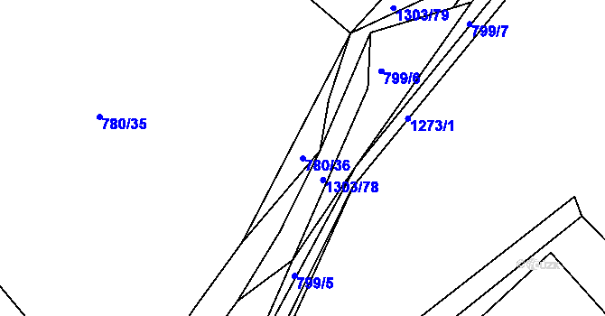 Parcela st. 780/36 v KÚ Hrádek u Sušice, Katastrální mapa